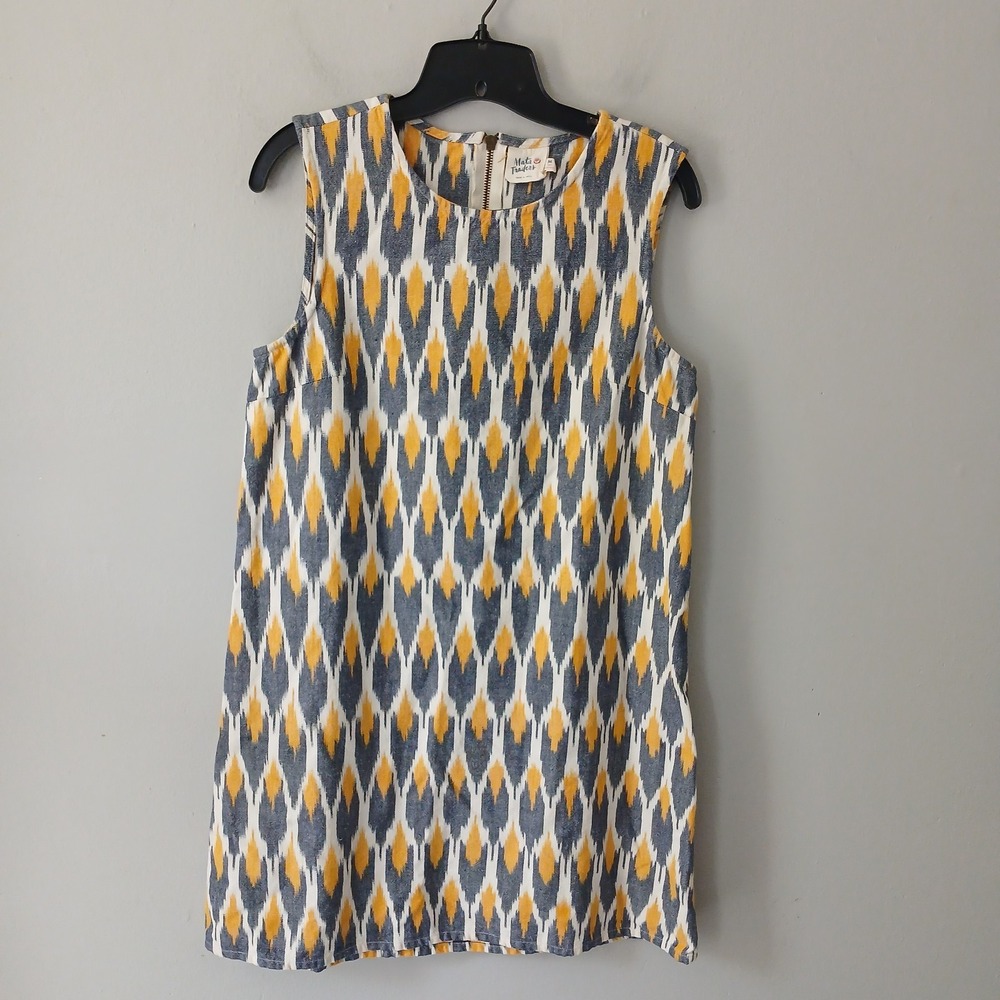 Mata Traders Women's Size Medium Geometric Mini Shift Dress 100% Cotton Colorful